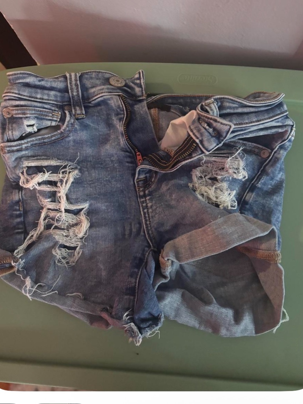 American Eagle Outfitters Distressed Blue Denim Shorts